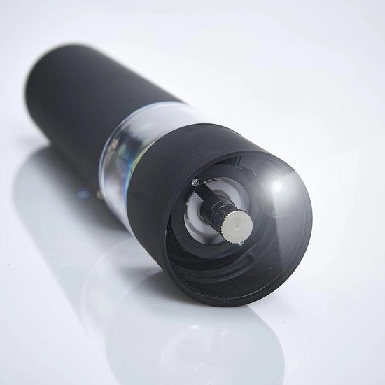 Molinello elettrico sale e pepe con illuminazione - Nero plastico