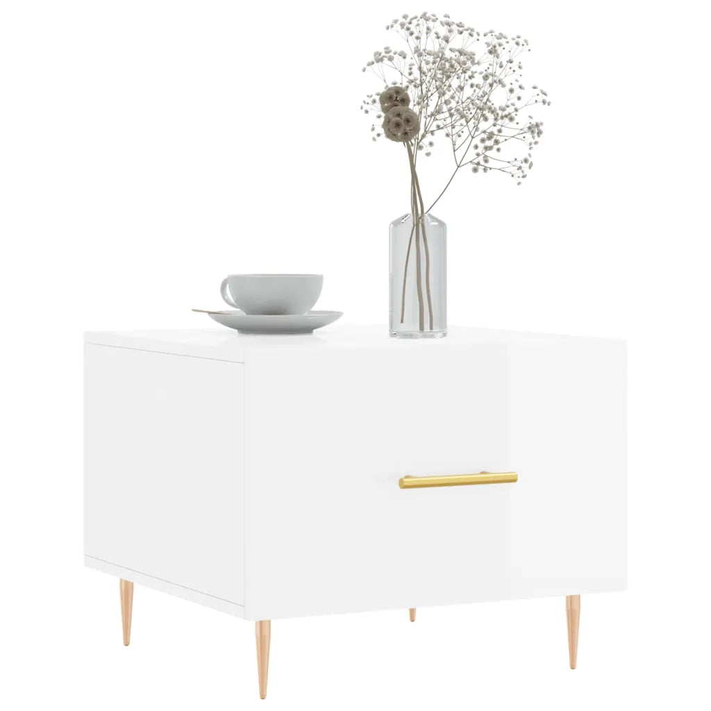 2 pz Tavolini salotto | Tavolino da caff¨¨ | Tavolino da Soggiorno Bianco Lucido 50x50x40cm Legno Multistrato