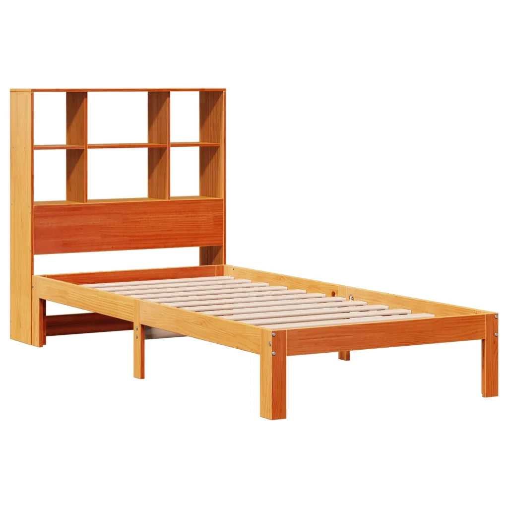Letto singolo | Letto per adulti | Letto Libreria senza Materasso Marrone Cera 75x190 cm in Pino