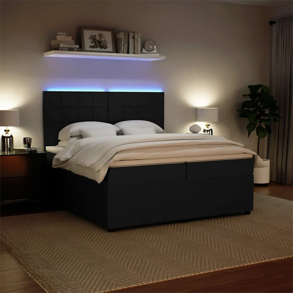 Giroletto a Molle con Materasso Nero 200x200 cm in Velluto 3294732
