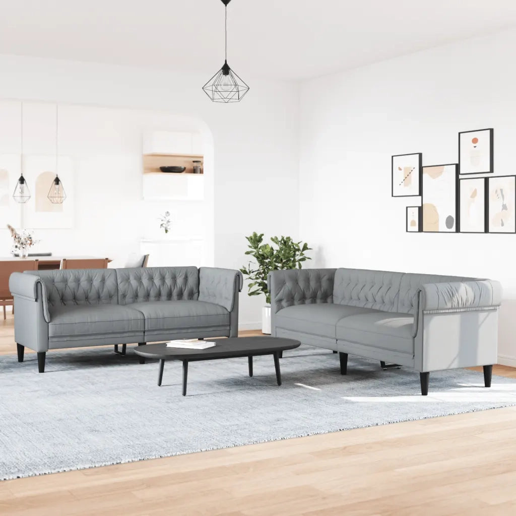 Set di Divani 2 pz Grigio Chiaro in Tessuto