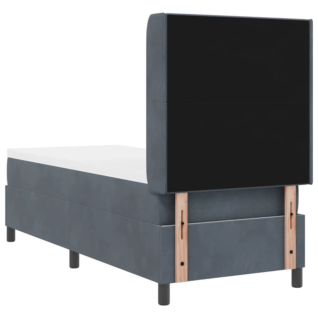 Letto a molle con materasso Grigio scuro 80 x 200 cm Velluto 3342033