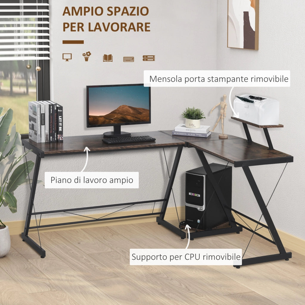 Easycomfort Scrivania Angolare Reversibile per Computer e PC in Stile Industriale, per Ufficio o Camera, in Legno 155x115x91.5cm
