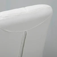 Set 2 Sgabelli da Bar con Altezza Regolabile, Base in Metallo e Seduta in Pelle PU, Sgabelli con Schienale e Poggiapiedi, 51.5x57.5x93-114.5cm, Bianco