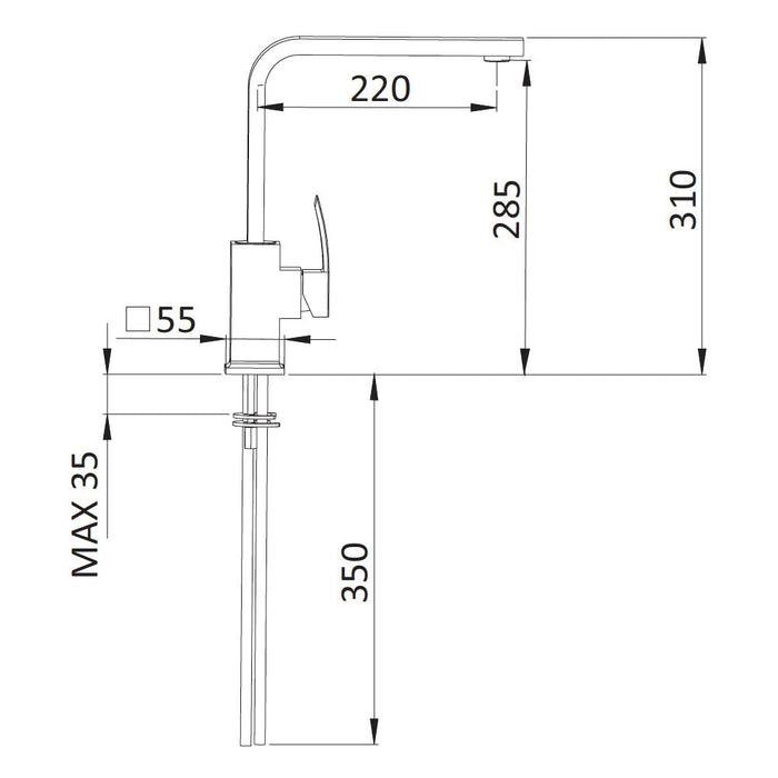 Rubinetto Miscelatore Monocomando Girevole Lavello Alto in Ottone Mariani Marte Cromato