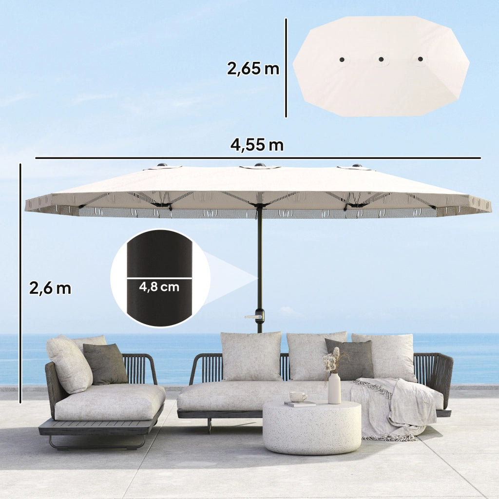 Parasole da giardino rettangolare doppio ¨C zephmum ¨C crema 4.5x2.65x2.6 m