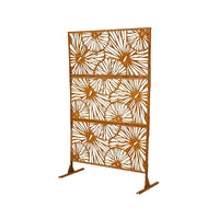 PARAVENTO FIORE IN FERRO 117X50XH188CM RUGGINE.