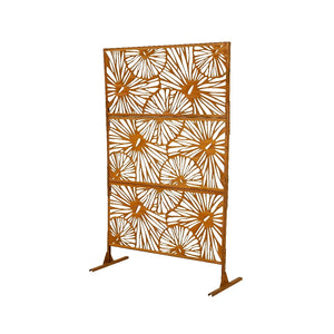 PARAVENTO FIORE IN FERRO 117X50XH188CM RUGGINE.