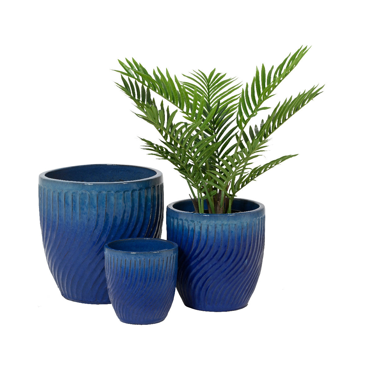 PORTAVASO LUZ MEDIO D.34XH35CM IN TERRACOTTA BLU.