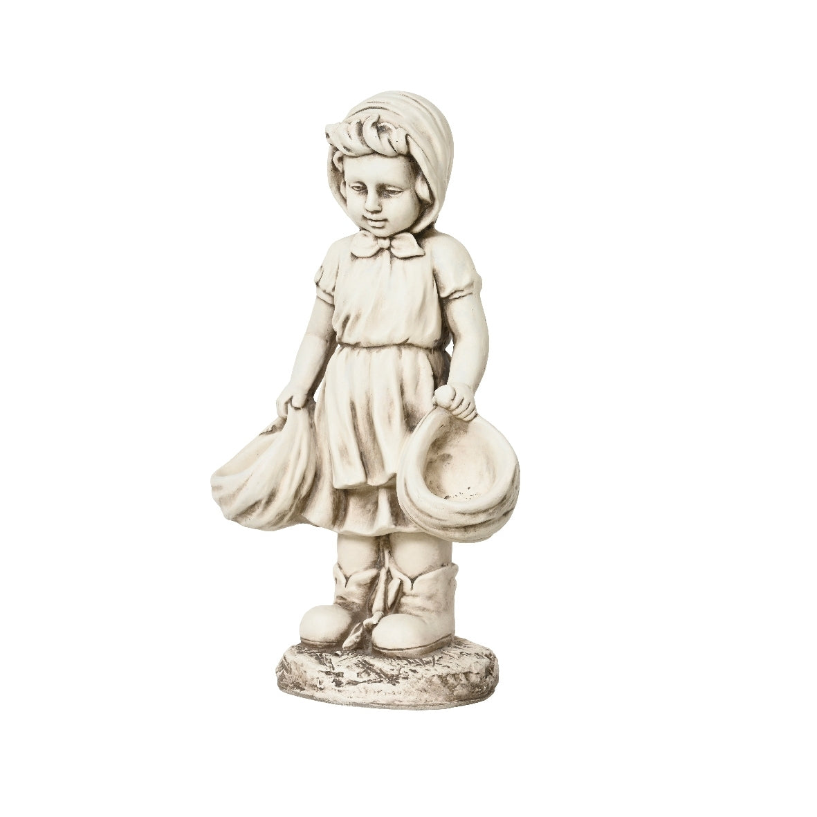 STATUA BIMBA25X37XH66,5CM IN POLIMAGNESIO BIANCO.