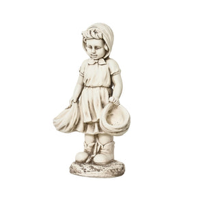 STATUA BIMBA25X37XH66,5CM IN POLIMAGNESIO BIANCO.