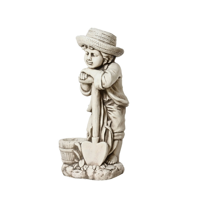 STATUA BIMBO 28X34XH67CM IN POLIMAGNESIO BIANCO.