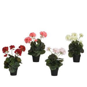 VASO CON GERANIO 25X25XH35CM POLIESTERE 4COL ASS.