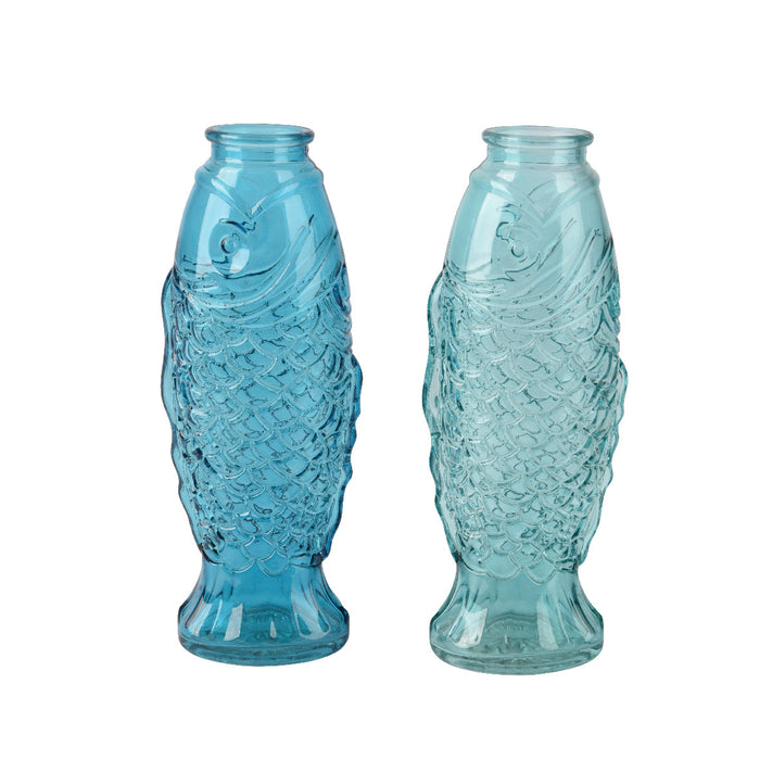 VASO FISH9,6X6,2XH24,2CM IN VETRO 2 COLORI ASS.