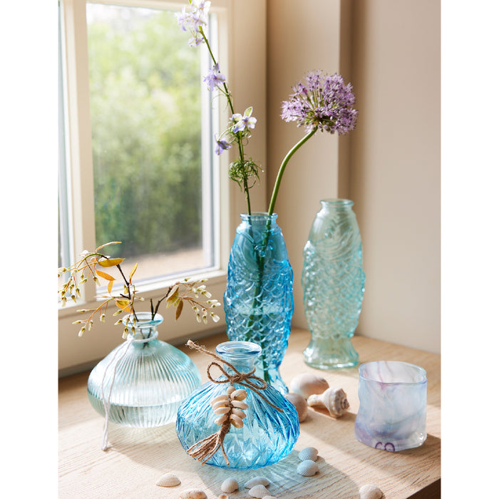 VASO FISH9,6X6,2XH24,2CM IN VETRO 2 COLORI ASS.