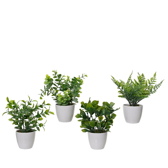 VASO CON PIANTA ARTIFICIALE 8XH21CM IN 4 MODELLI.