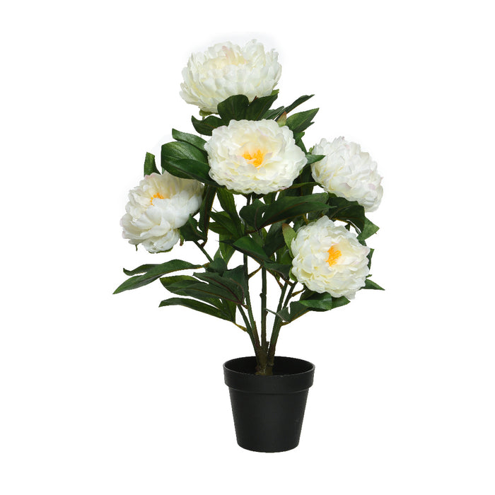 VASO CON PEONIA 41X41XH57CM IN POLIESTERE BIANCO