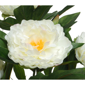 VASO CON PEONIA 41X41XH57CM IN POLIESTERE BIANCO