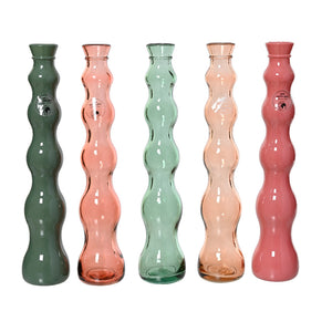 VASO IN VETRO D.7XH32CM 5 COLORI ASS.