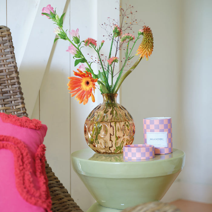 VASO TONDO IN VETRO D.16XH18CM 4COL ASS.