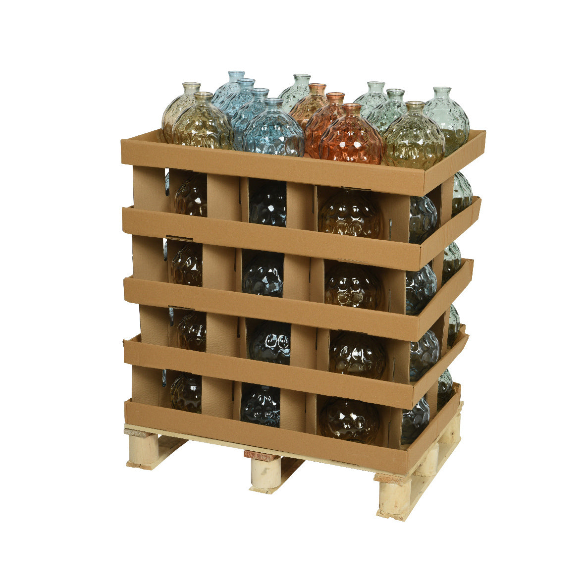 VASO TONDO IN VETRO D.16XH18CM 4COL ASS.