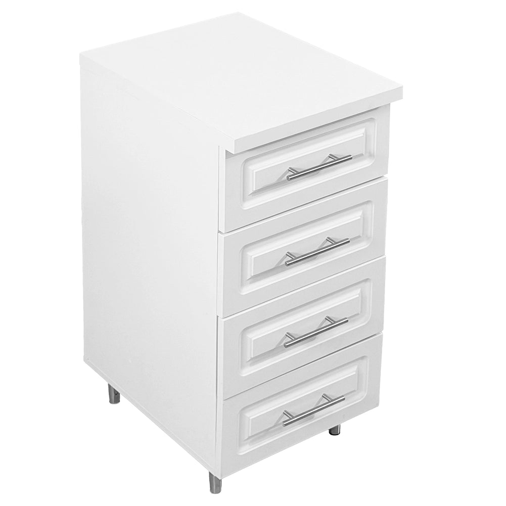 Cassettiera per Cucina Mobile Design Boiserie 4 Cassetti in Legno Colore Bianco