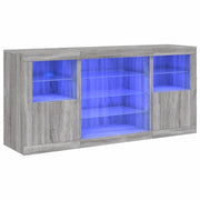 Credenza | Madia | Buffet da pranzo | Armadio da pranzo con Luci LED Grigio Sonoma 142,5x37x67 cm