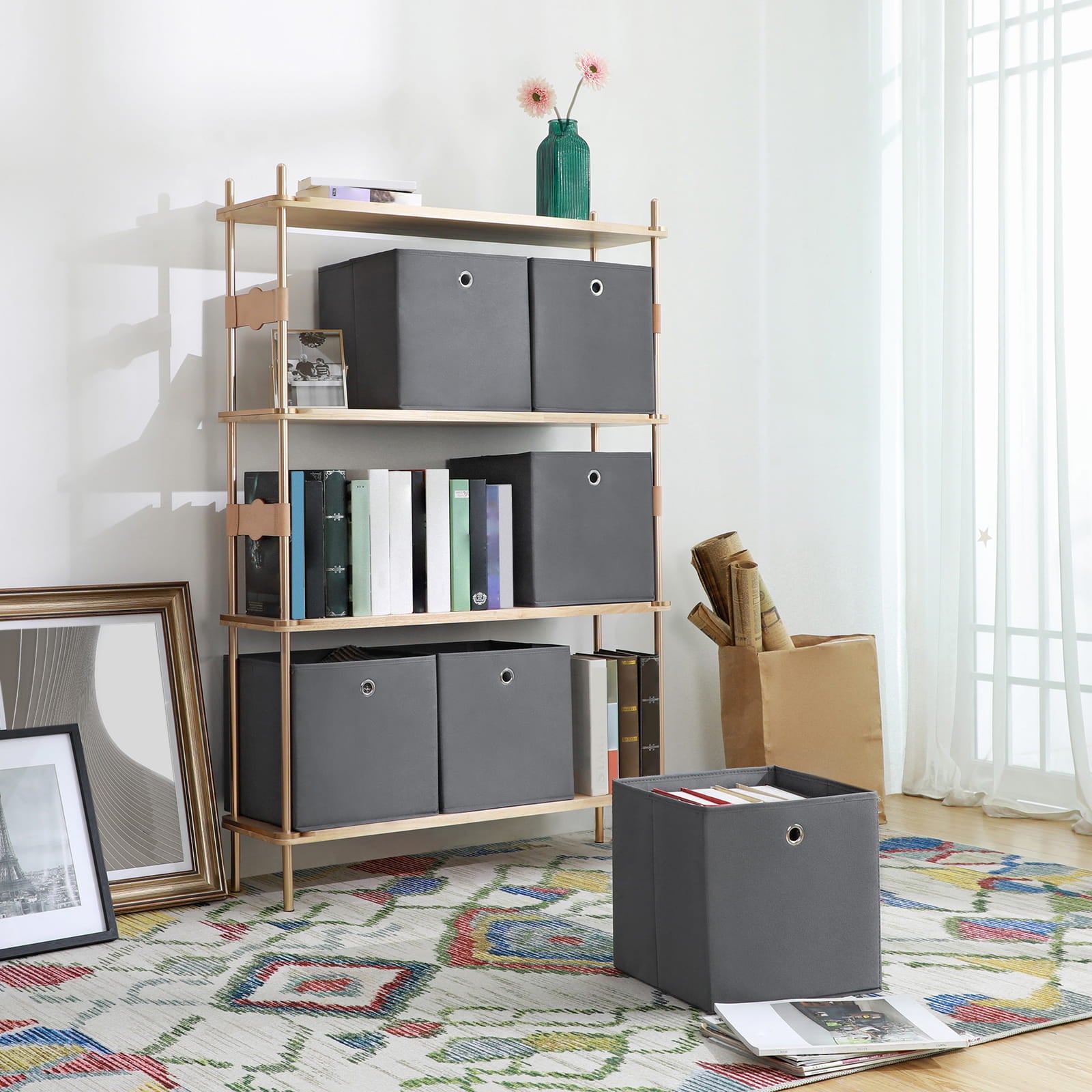 VALORA Set di 6 organizer multifunzionali grigi RFB02G-3