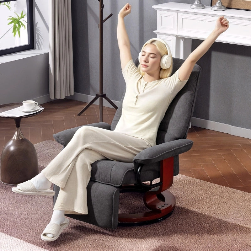 POLTRONA RELAX Girevole 360° Reclinabile fino a 145° con Poggiapiedi Grigia