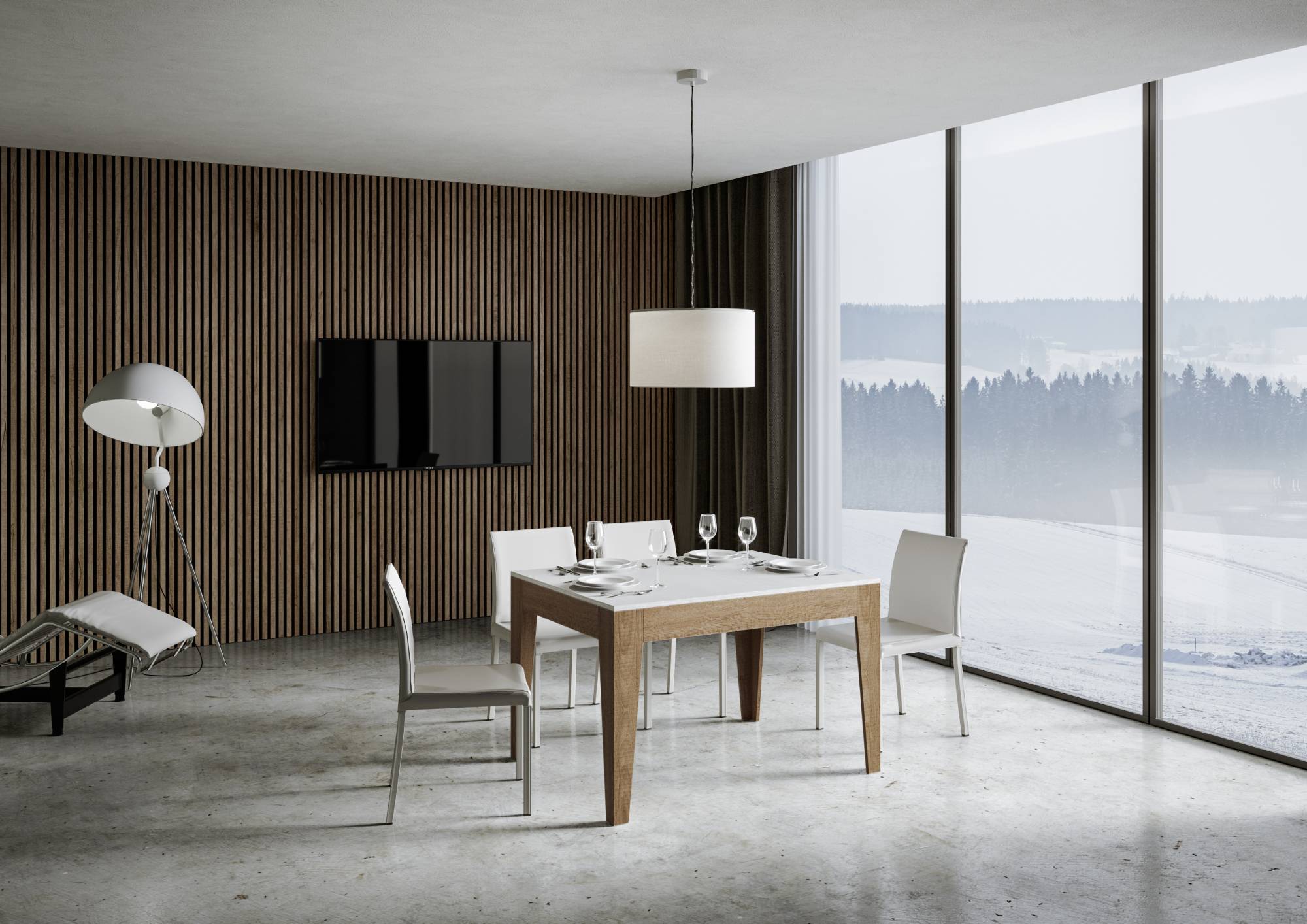 Tavolo Allungabile 120-180x90x77 cm Cico Mix Bianco Frassino