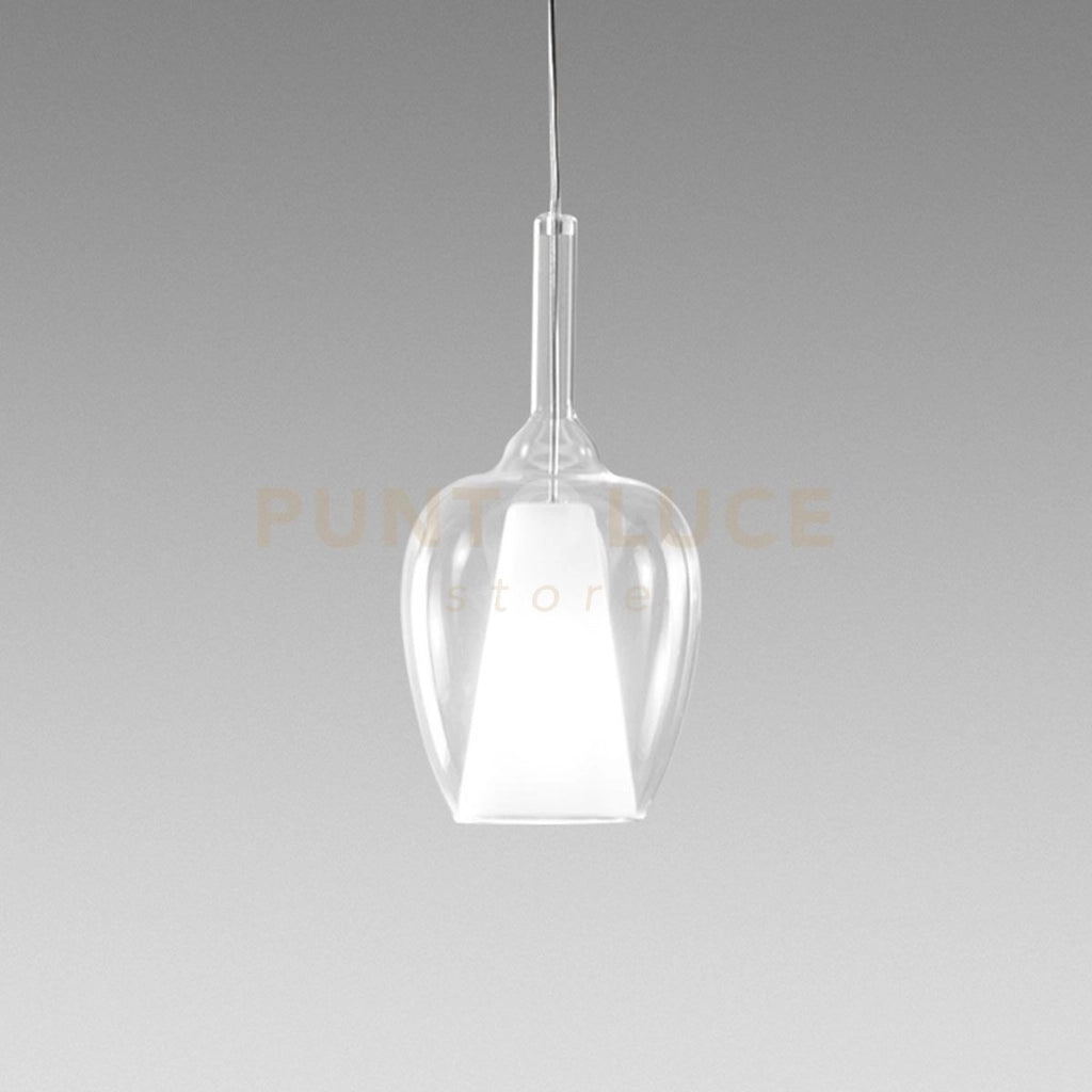 OFELIA S/10 - VETRO  TRASPARENTE E PORTALAMPADA BIANCO 1 LUCE ATTACCO E27 CAVO TRASPARENTE SENZA BASE DI ATTACCO D.20CM