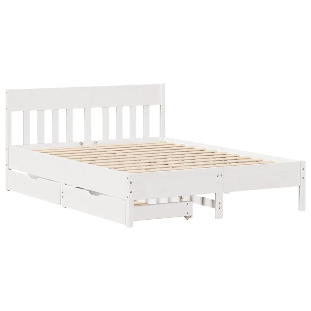 Letto senza Materasso Bianco 120x190 cm Legno Massello di Pino
