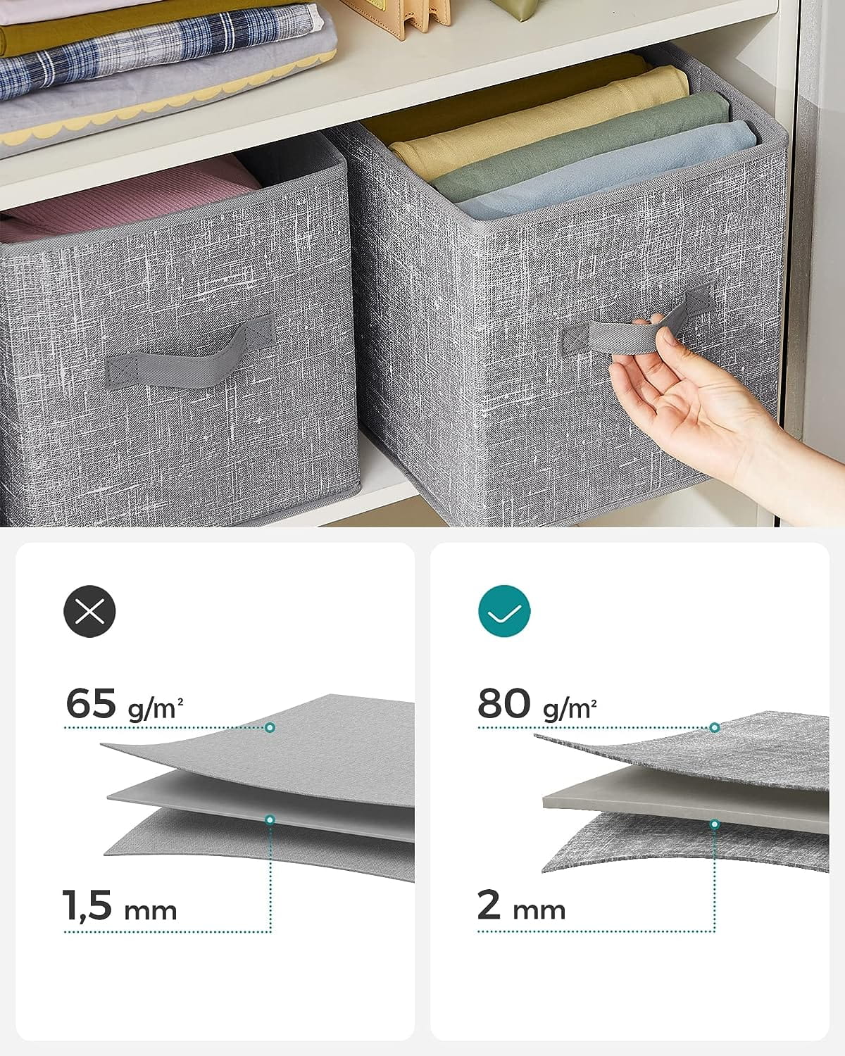 Valora ORGANIZER X6 Set di contenitori in tessuto grigio salvaspazio x6