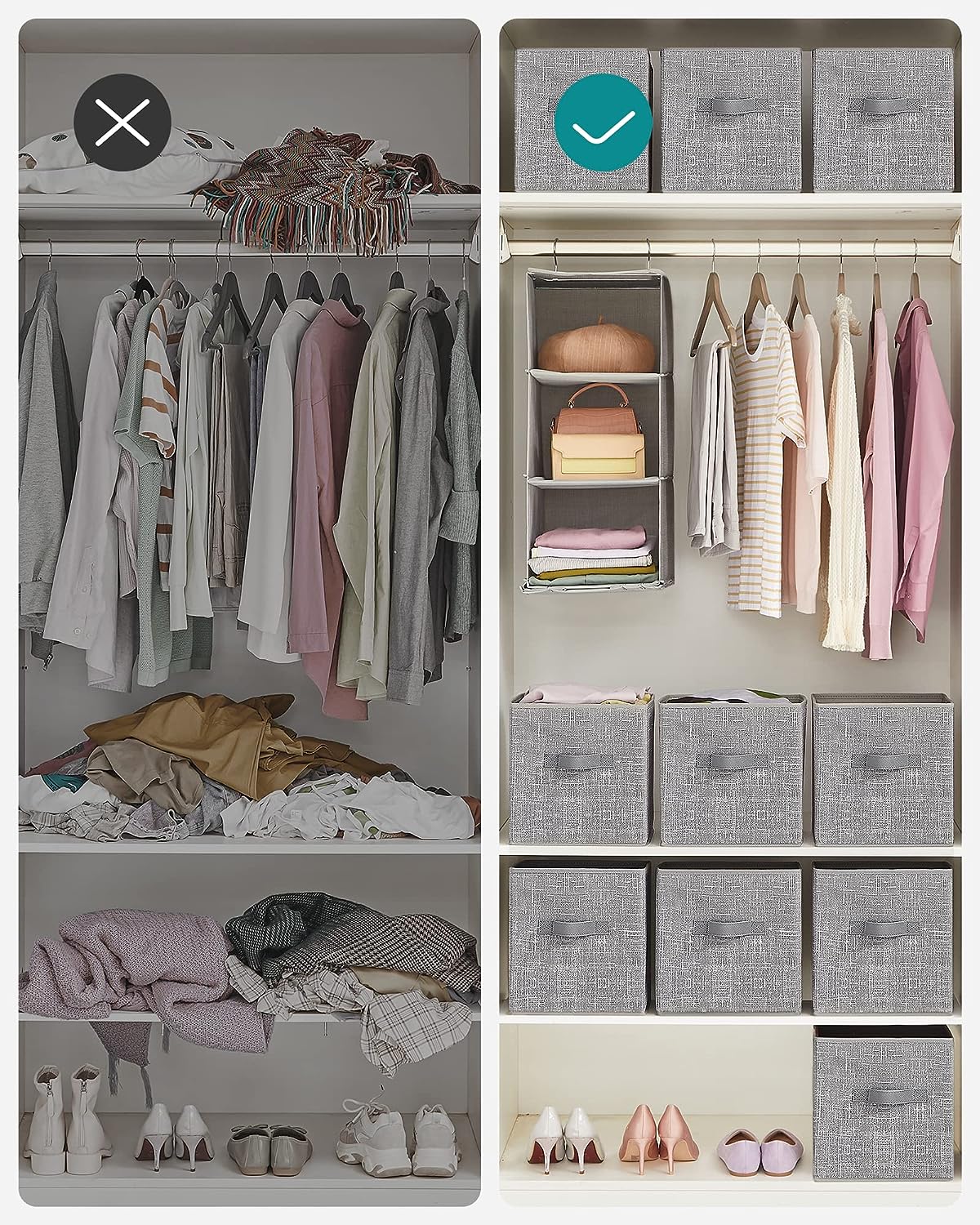 Valora ORGANIZER X6 Set di contenitori in tessuto grigio salvaspazio x6