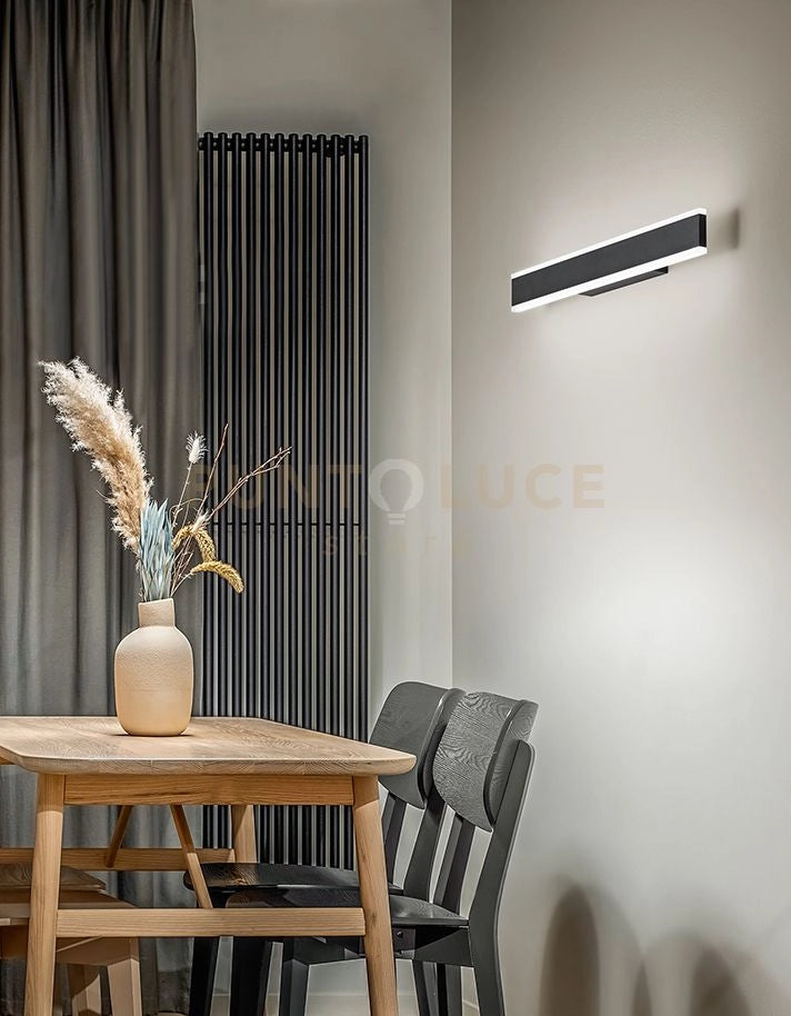 Applique in alluminio verniciato nero Kante LED 16W CCT 3000K 4000K 6000K CRI?80 220-240V 50/60Hz 1200Lm dimmerabile 4cm biemissione