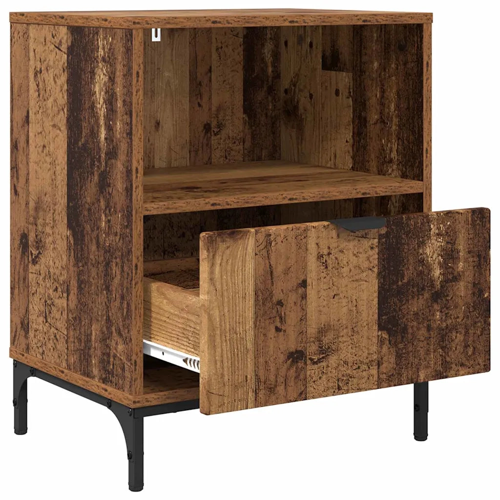 Comodino | Armadio da Notte | Mobiletto da notte con cassetto Legno vecchio 49 x 36 x 61 cm