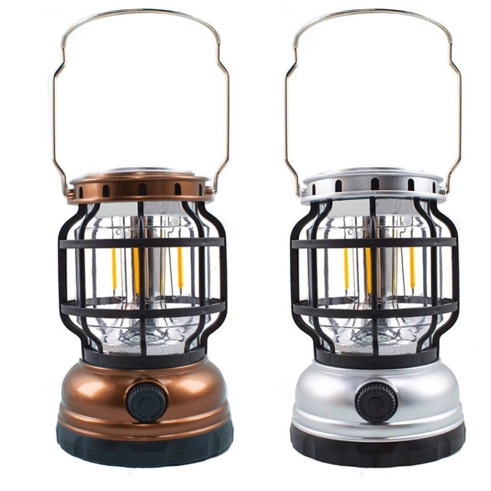 Trade Shop - Lampada Da Campeggio A Led Solare Lanterna A Fiamma Portatile Ricaricabile Usb -