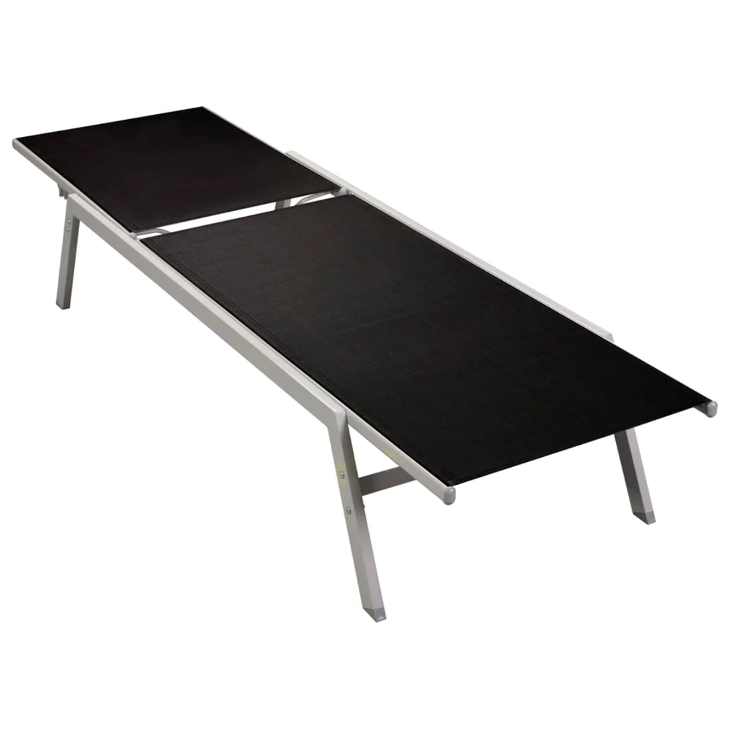 Lettino prendisole sedia a sdraio lettino prendisole letto da giardino mobili da esterno per patio acciaio e textilene nero 02_0012244