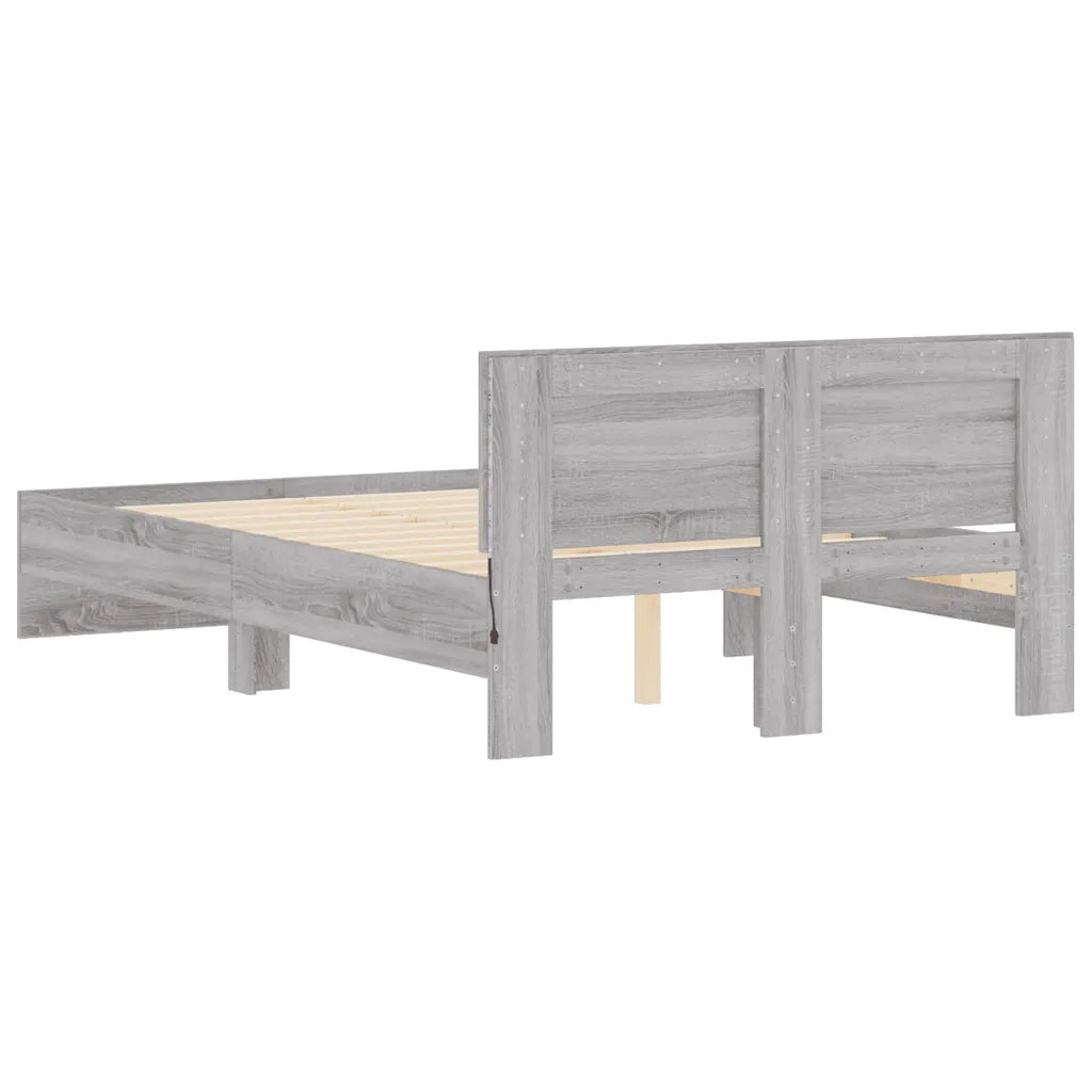 Giroletto con Testiera e LED-Struttura Letto con testiera Grigio Sonoma 140x190 cm 977829