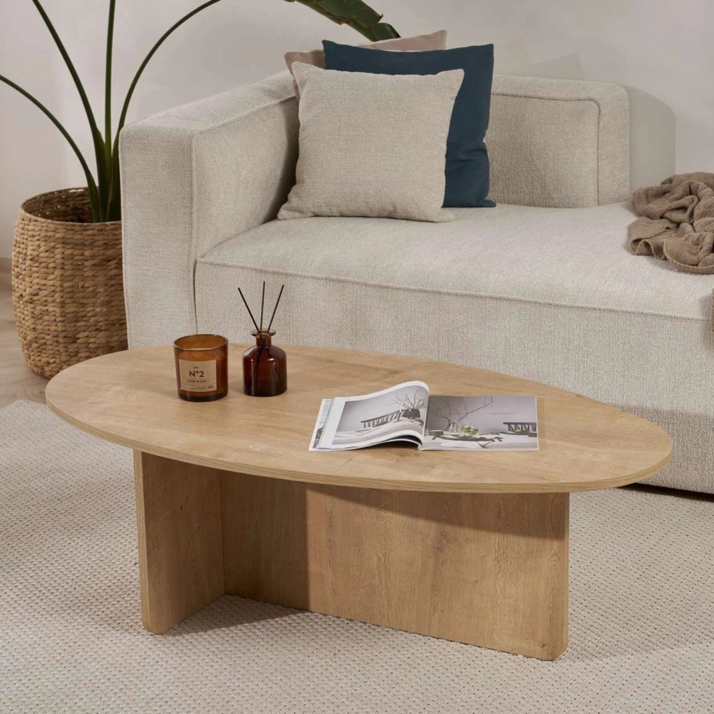 Parona, Tavolino da Salotto Forma Ovale, 120x65x40h cm Marrone Rovere