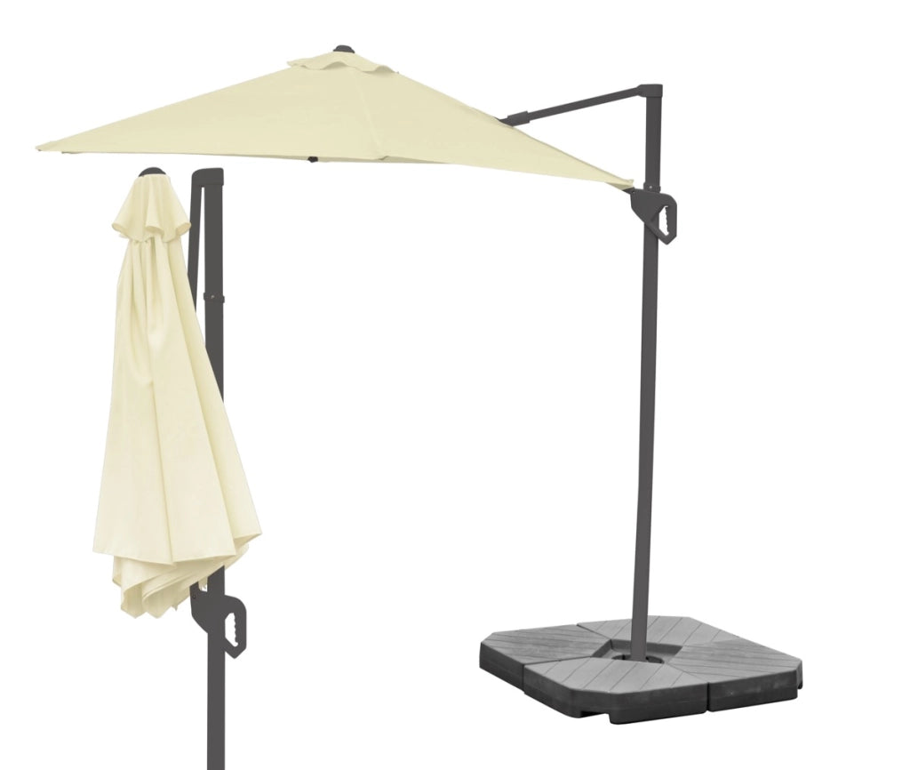 OMBRELLONE DA GIARDINO A PALO DECENTRATO RUOTABILE A 360° COLOR ECRU 270 CM