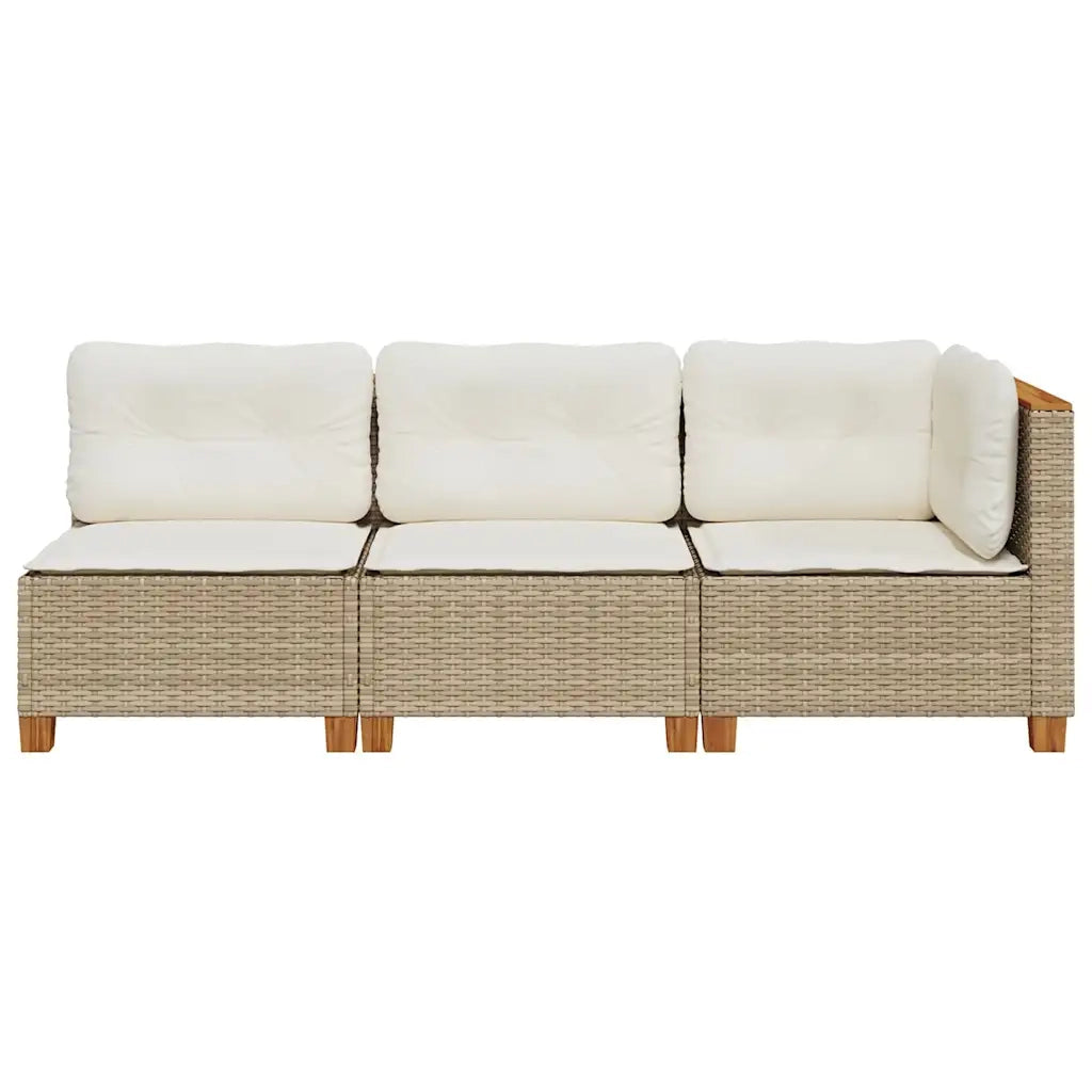 Divano da Giardino con Cuscini a 3 Posti Beige in Polyrattan 365922