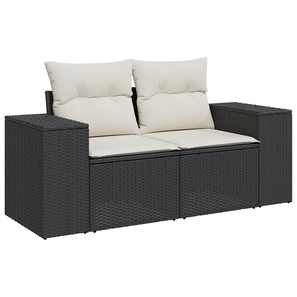 Set Divani da Giardino 9 pz con Cuscini Nero in Polyrattan 3325742
