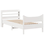 Letto singolo | Letto per adulti | Giroletto con Testiera Bianco 75x190 cm Legno Massello di Pino