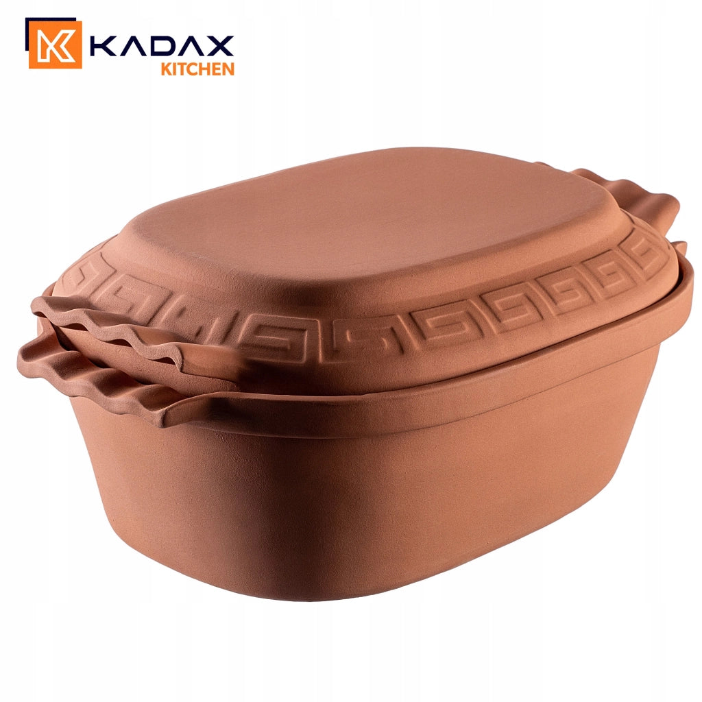 Vaso in terracotta KADAX Roman Clay Pot 6L Vaso in terracotta Forma ovale grande con coperchio