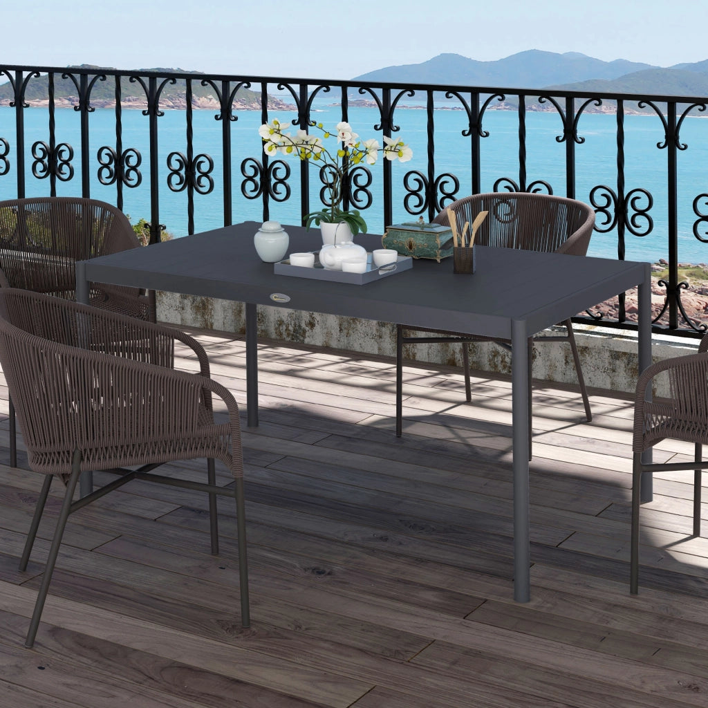Tavolo da Giardino in Alluminio ¨C zephmum ¨C Grigio Scuro 145x90x74 cm