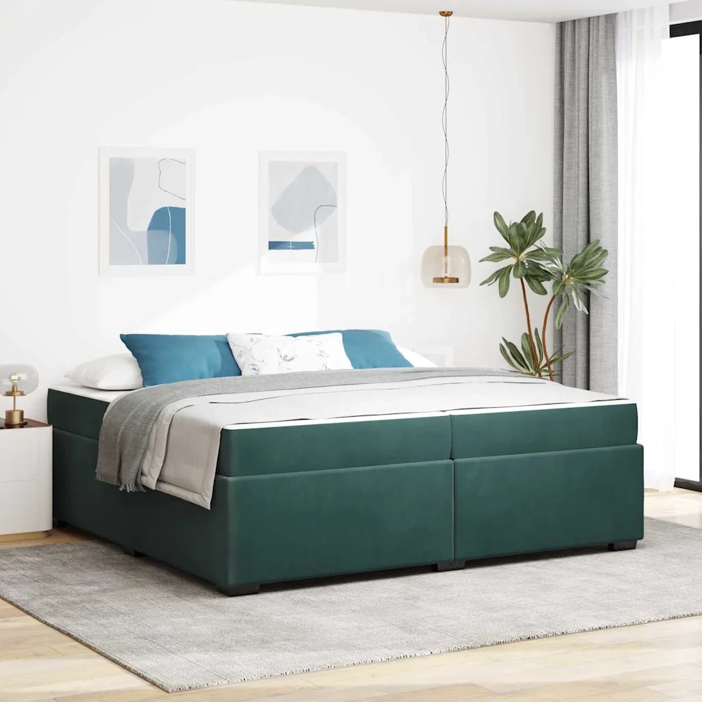 vidaXL Struttura letto con materasso Verde scuro 200 x 200 cm Velluto