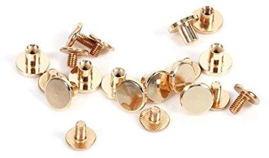 Congiunzioni a chiodo 10 set - Ottone - 5/6, 5/8 mm - Robusto - Fai da te - Adatto per pelle - Materiale di alta qualità - Viti a tappo