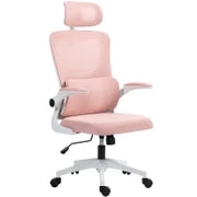 Sedia da Ufficio Regolabile e Reclinabile con Poggiatesta Rimovibile, in Tessuto a Rete, 60x59x114-122 cm, Rosa