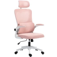 Sedia da Ufficio Regolabile e Reclinabile con Poggiatesta Rimovibile, in Tessuto a Rete, 60x59x114-122 cm, Rosa